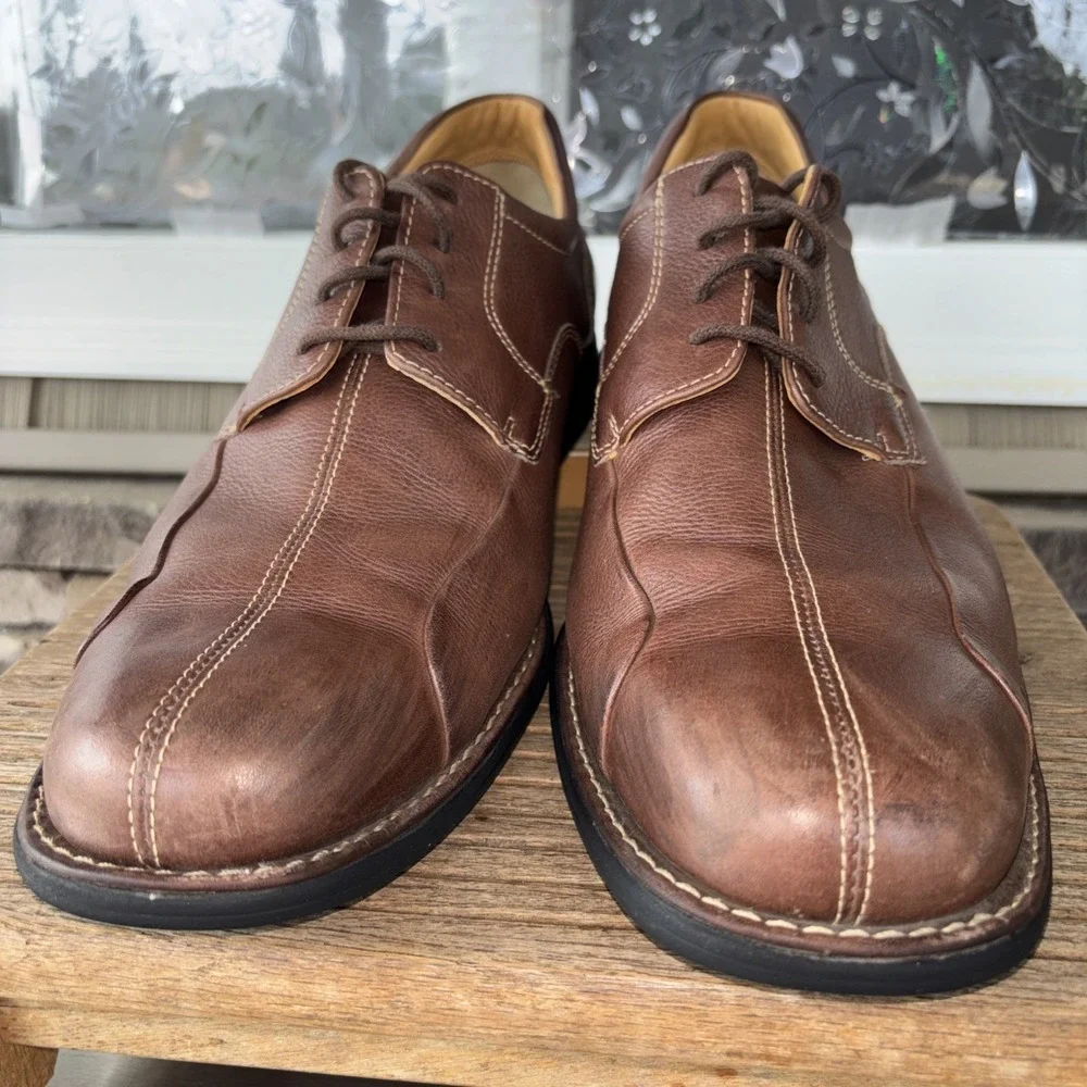 Johnston & Murphy Brown Sheepskin Lined Leather Oxford Shoes Men's 13 M Brazil